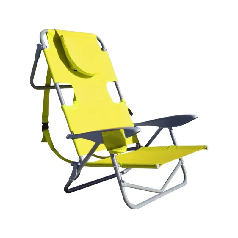 High-quality modern outdoor portable yellow beach chair with headrest
