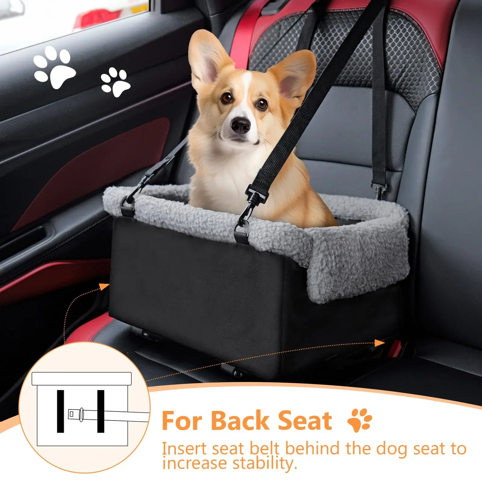 Seggiolino auto per cani seggiolino auto centrale portatile seggiolino auto sicurezza centrale viaggio gatto cane trasporto letto per borsa Chihuahua