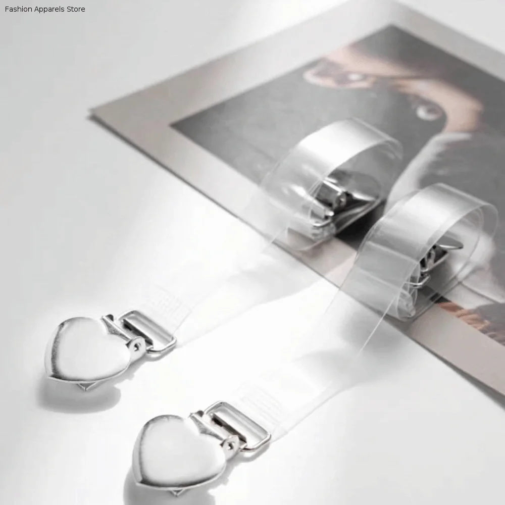 Transparent Invisible Shoulder Strap Adjustable Heart Duckbill Clip Bra Clasp Invisible Portable Clothes Clasp Underwear