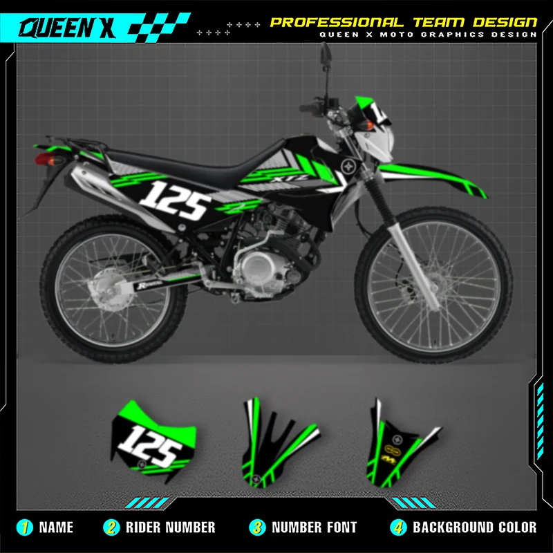 

Queen X MOTOR For YAMAHA XTZ125 125CC Full Fairing Motorcycle Graphics Decals Stickers Kits 002