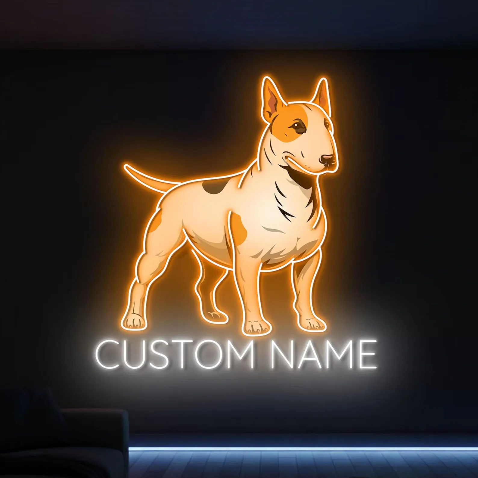Bull Terrier Neon Sign,Custom Name Neon Sign,Dog Neon Sign,Bedroom Wall Decor,Dog Lover Gift,Bull Terrier signs,Animal Neon