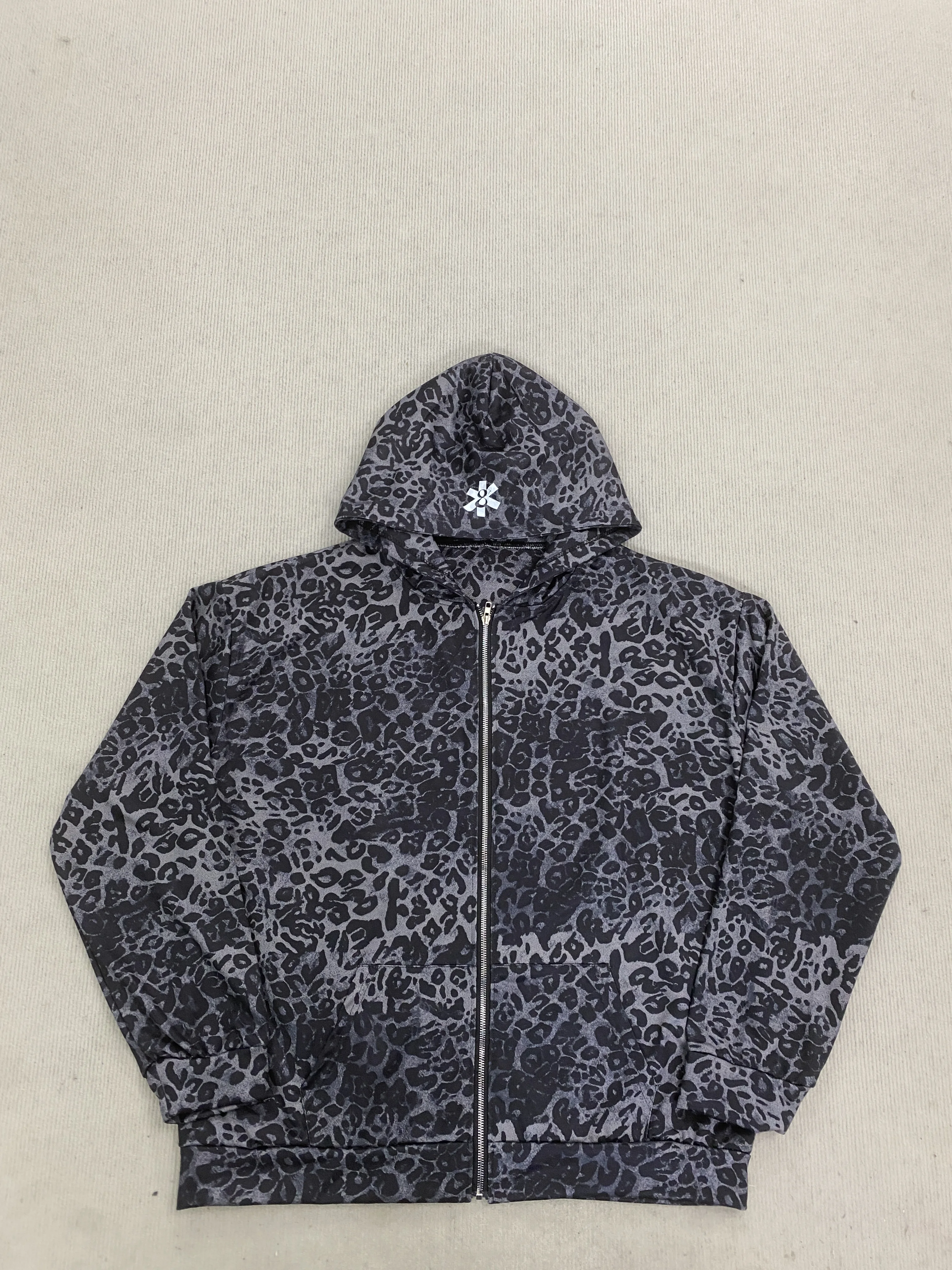 

Personalized hooded sweatshirt with fashionable open line design, leopard print dark men's and women's winter clothing sportswea