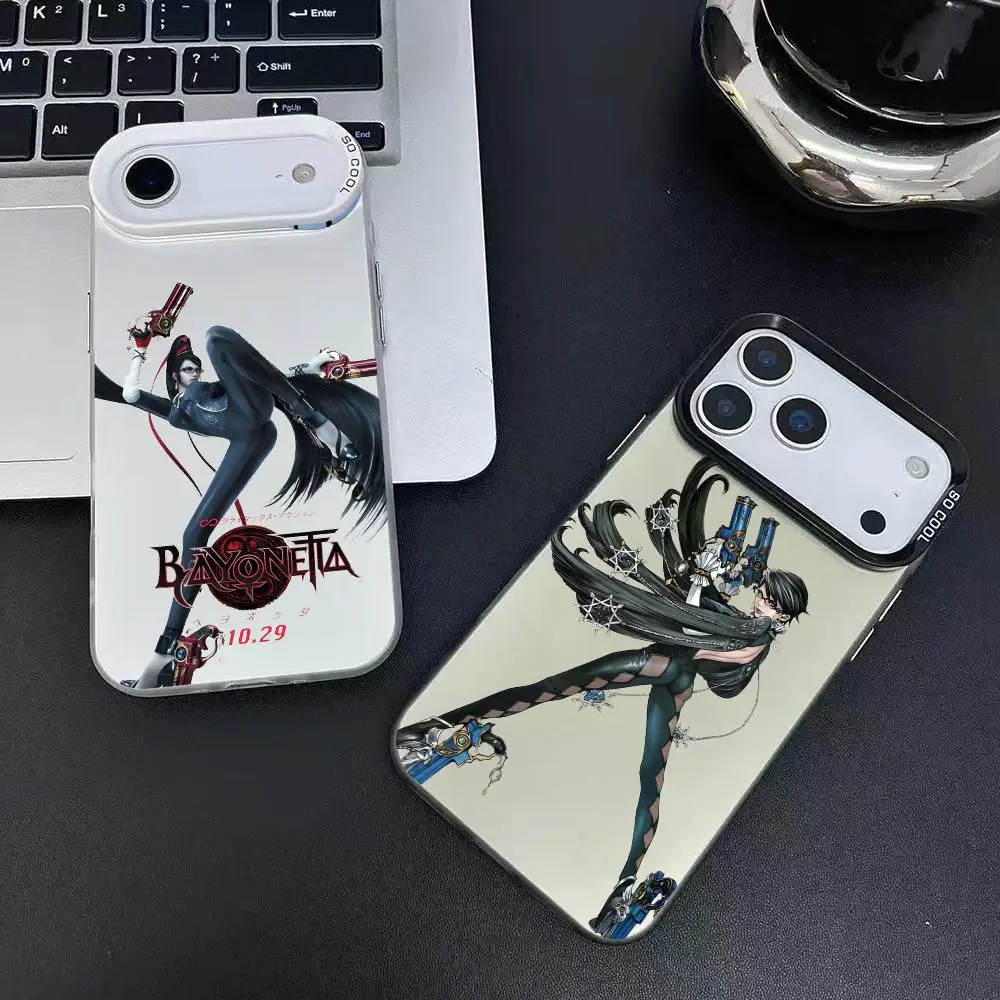 لعبة B-BayonettaS 3 حافظة هاتف آيفون 17 16 15 14 13 12 11 برو ماكس أسود أرجواني ماتي ليزر معدني أورورا فوندا