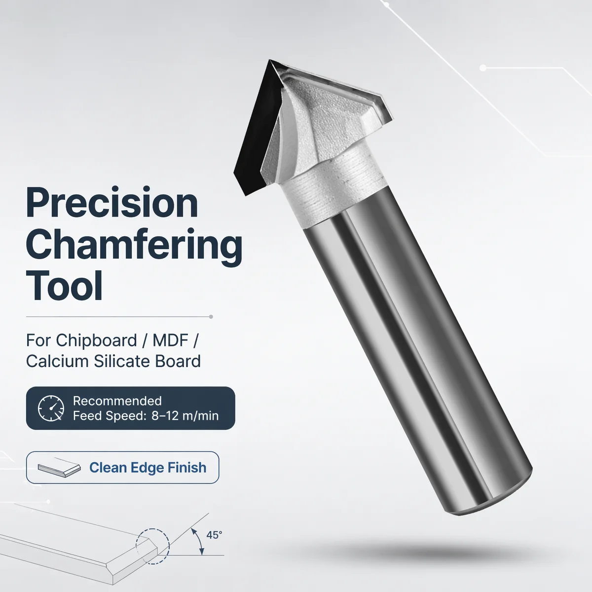 

12.7mm 2 Flute PCD Diamond Router Bit CNC Wood Engraving Carving Cutting Tool for Door Panel Lift Angle Chamfered Milling Cutter