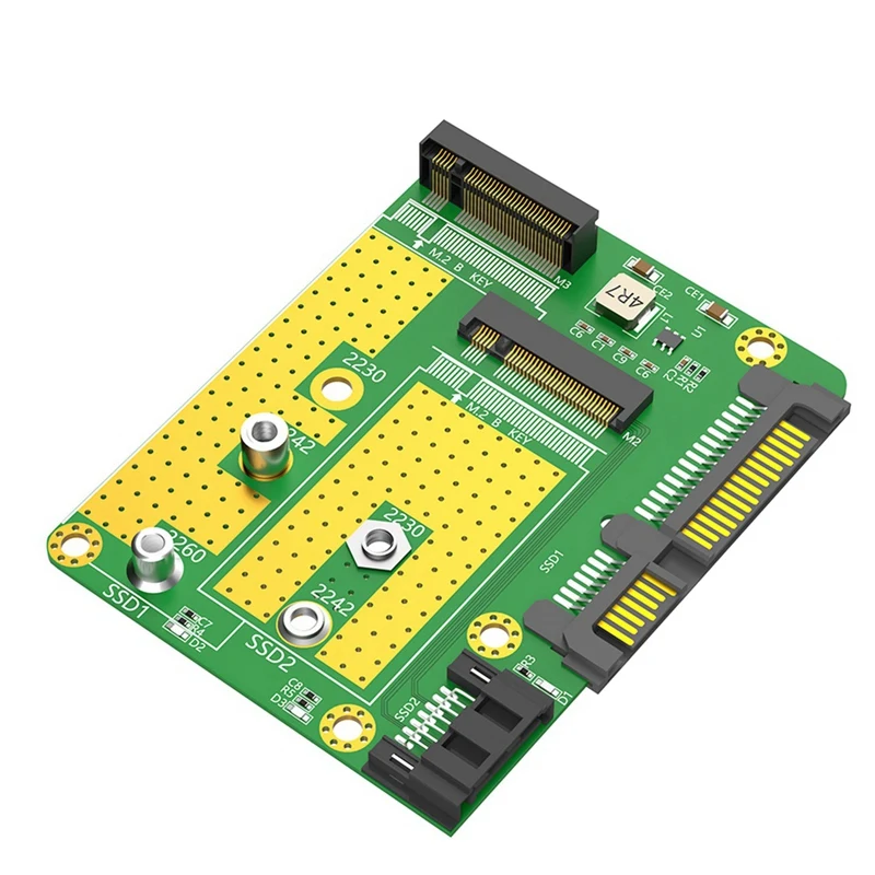 بطاقة محول M.2 NGFF SSD مزدوجة إلى بطاقة SATA3 مزدوجة ، ملحقات كمبيوتر بلاستيكية سوداء