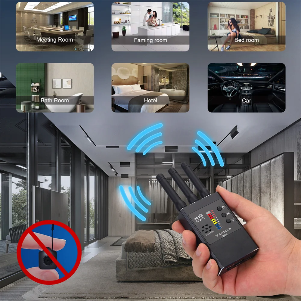 G638 Professional Anti Spy Wireless RF Signal Detector Bug GSM GPS Tracker Finder Hidden Camera IR Eavesdropping Devices Scanner