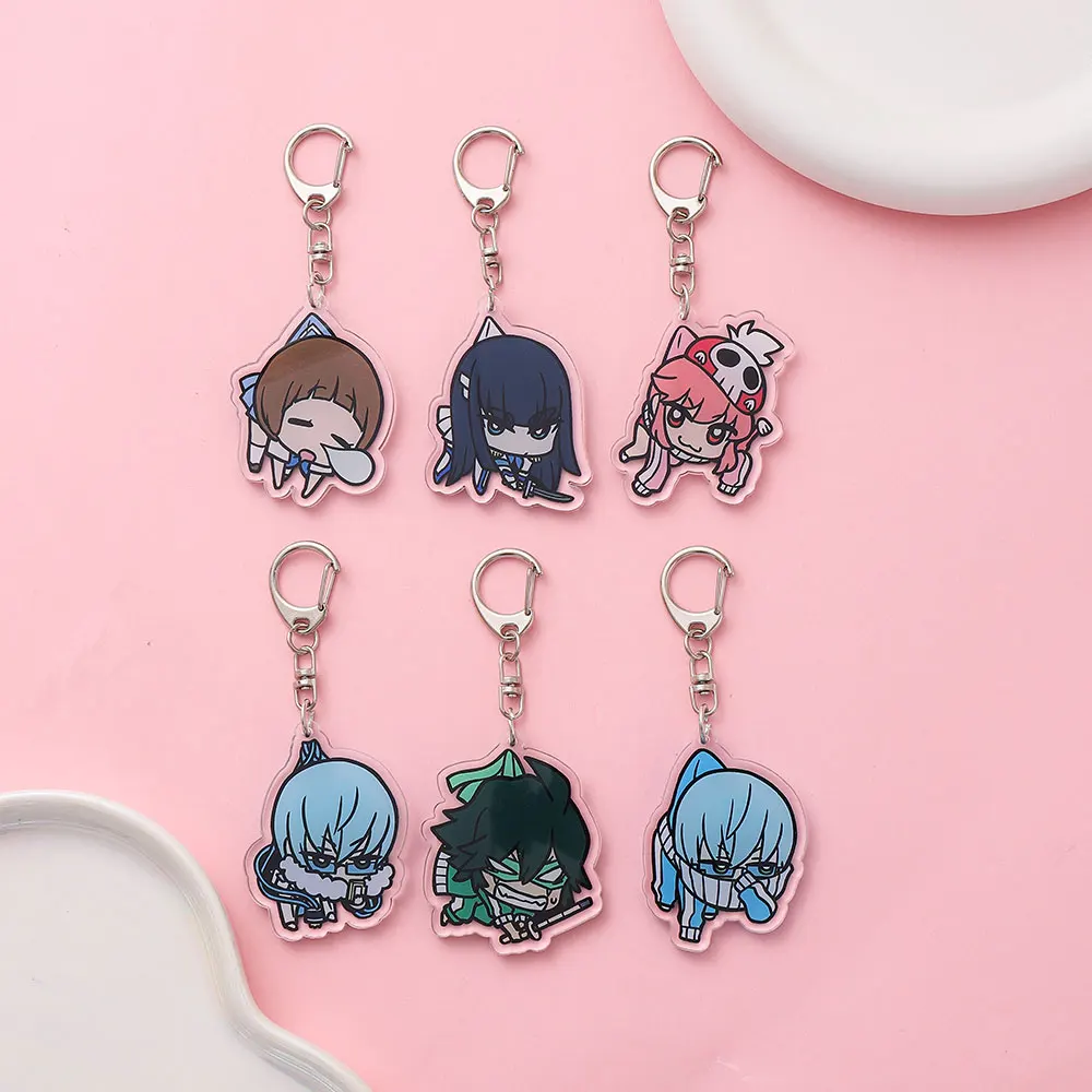قتل لا قتل ماتوي ريوكو كيريوين ساتسوكي سلسلة مفاتيح مصنوعة من الأكريليك المساعدون حقيبة بنقوش كرتونية قلادة لطيف سحر كيرينغ أنيمي المشجعين هدية #1