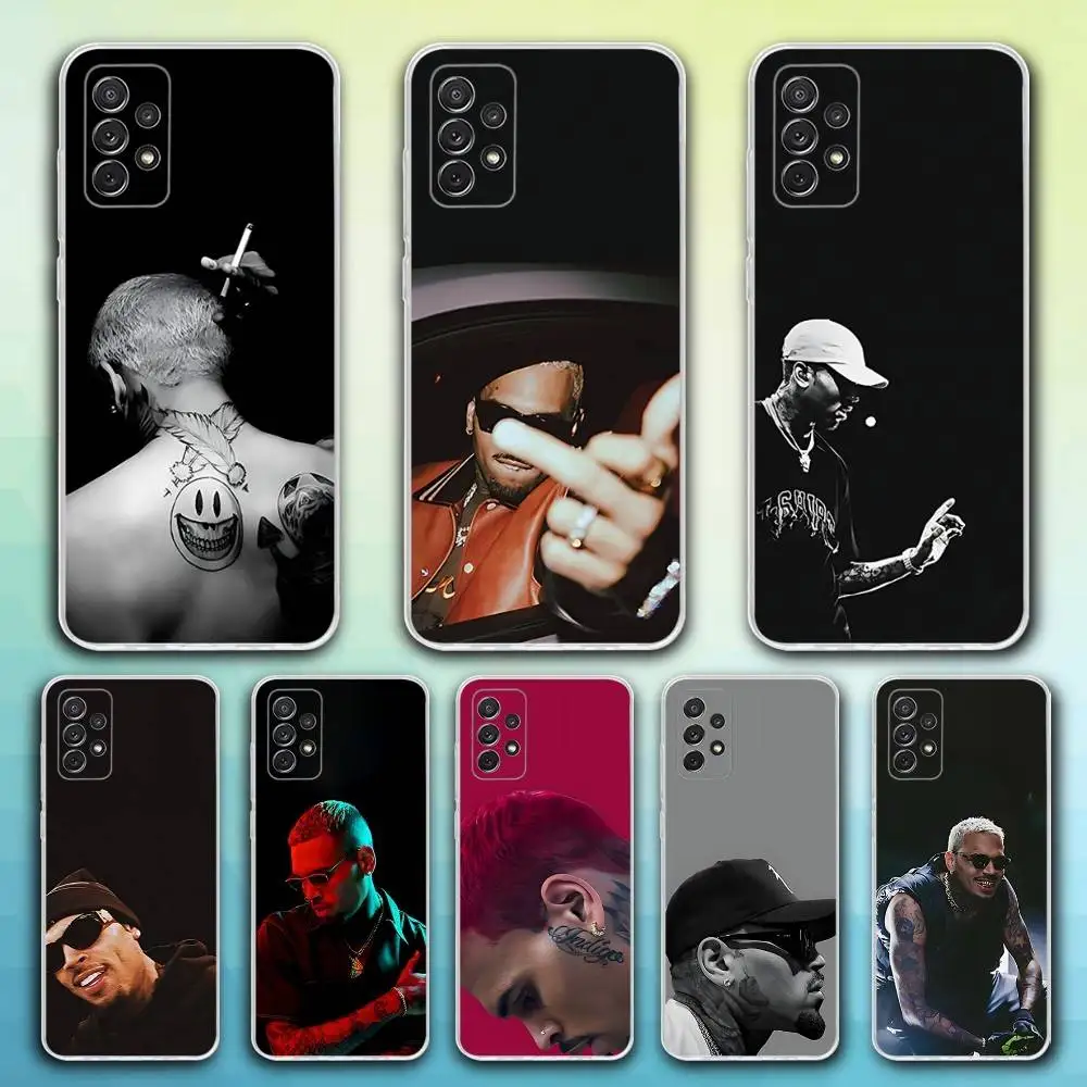 

C-Chris Rapper B-Brown Phone Case For Samsung S30,23,21,22,20, FE lite,S10,9,8,7 PIus Note20ultra Soft Transparent