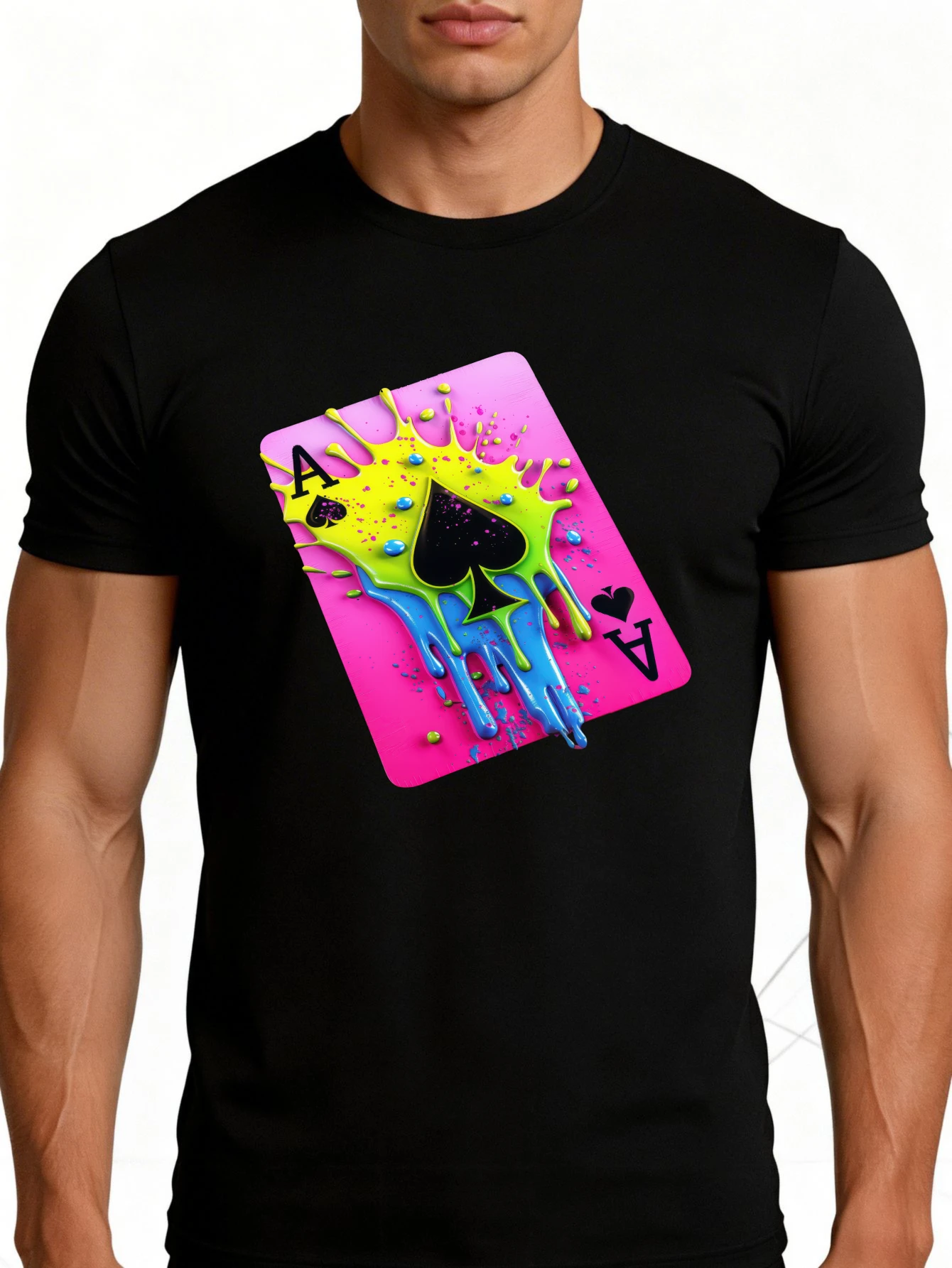 Casual Style Men's T-Shirt with Square a Graffiti Design, Perfect for Summer Wear, a Gift for Him
