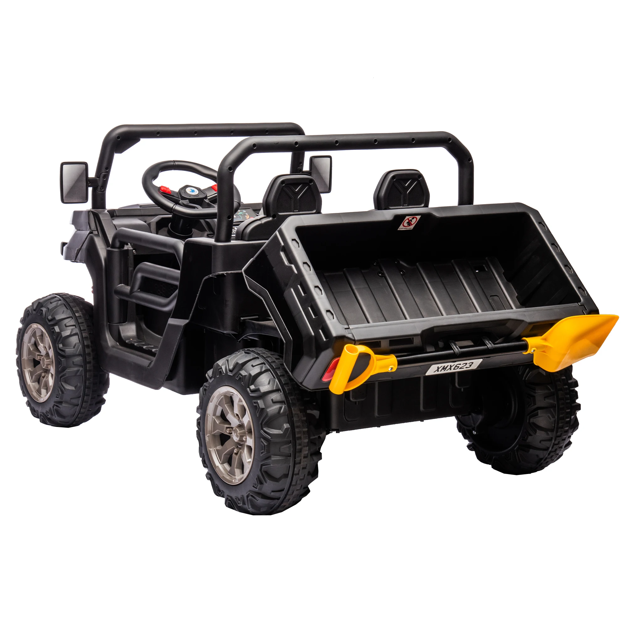 24V Ride On Dump Truck/UTV - 2 Seater,2x200W Motor,Dump Bed,Shovel,Remote Control,Storage Space,USB,MP3,Bluetooth,for Age 3+