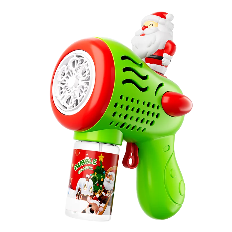 Christmas 6-hole handheld automatic bubble gun continuously produces bubbles, LED lights, outdoor gathering atmosphere, holiday