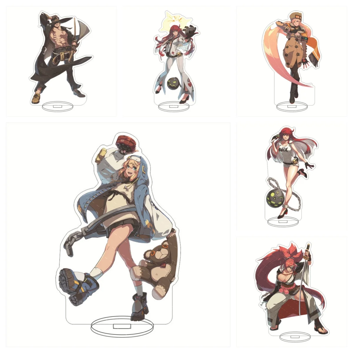 15cm Guilty Gear Anime Figure Bridget Baiken Faust Acrylic Standing Sign Happy Chaos Character Model Desk Decor Keychain Gift