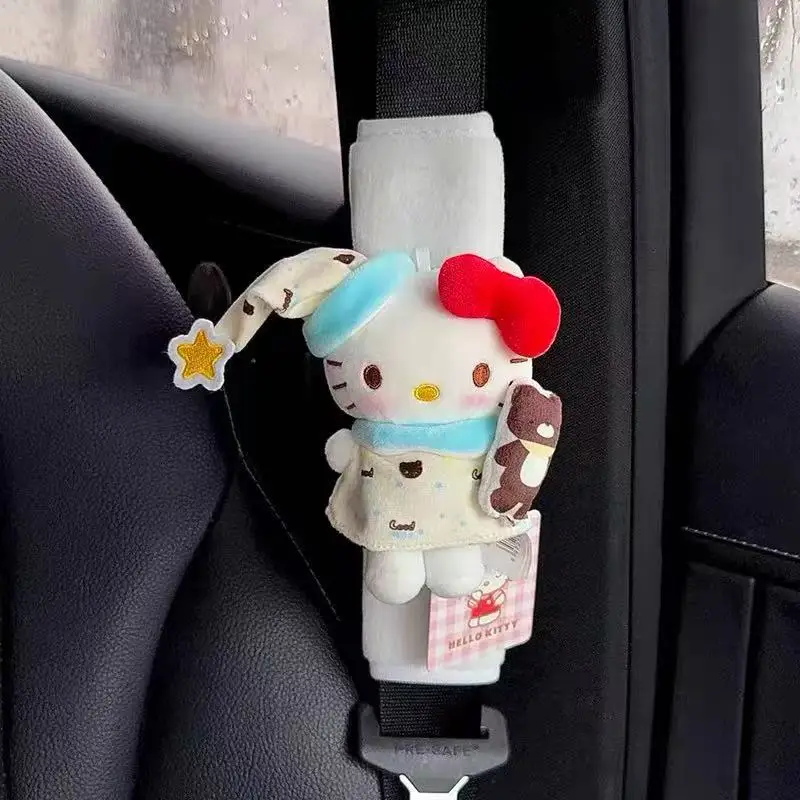 بيجامة لطيفة كيتي تحمل دمية الدب القطيفة مناسبة لحزام مقعد السيارة وسادات الكتف دمية كرتونية هدية في السيارة #6