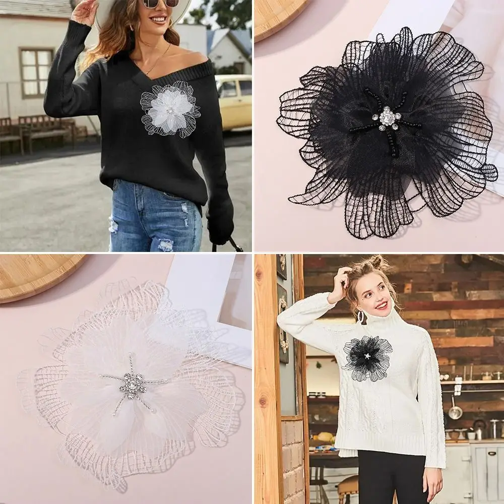 Dress DIY Decorative Handmade Flower Patches Cloth Fabric Multilayer Flower Lace Patches Sew On Appliques Embroidery Patches