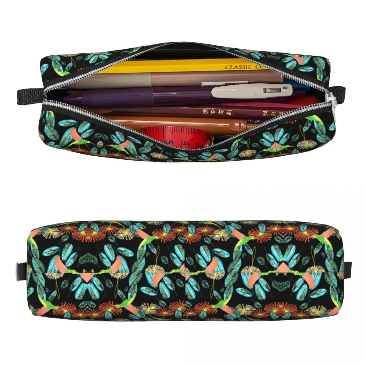 Tropical Birds Flower Pencil Case Green Leaves Pencil Box Boy Girl Portable Back To School Pencil Cases Stationery Organizer