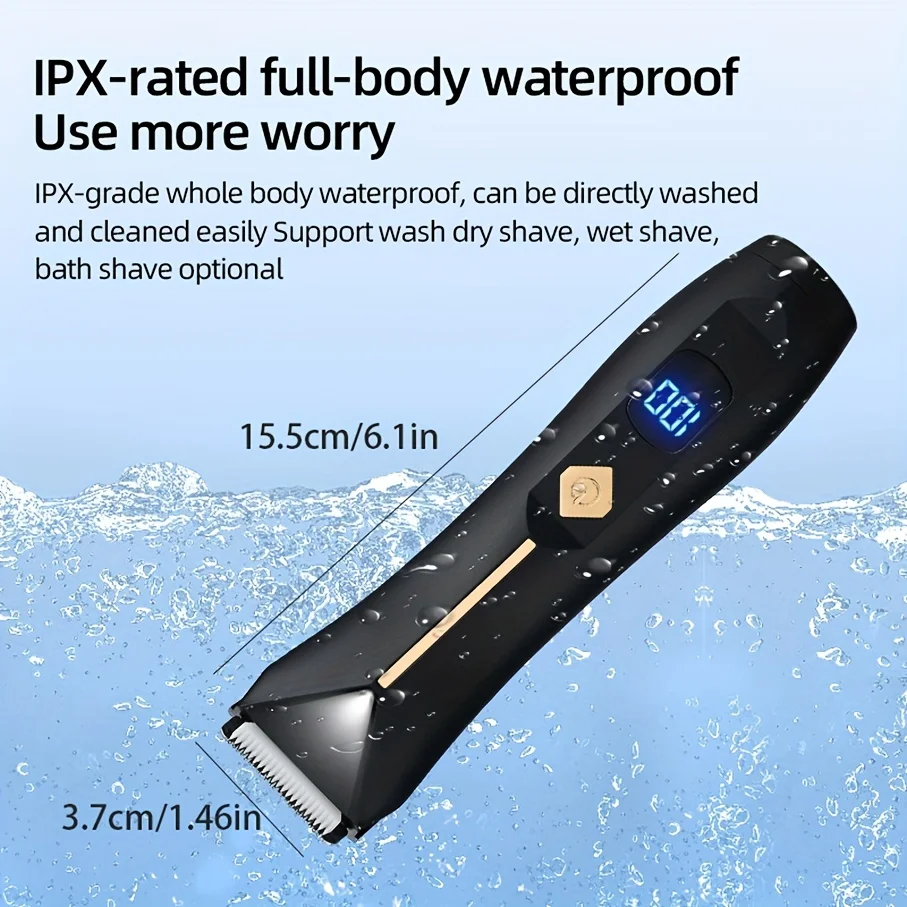 Aparador de bola, aparador Manscape à prova d'água para homens, aparador de pêlos pubianos, barbeador corporal recarregável com doca de carregamento, Gro