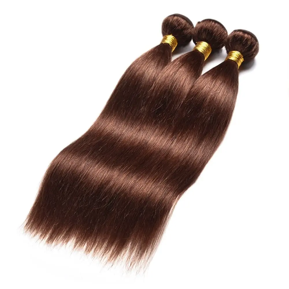 Mechones de cabello humano liso para mujer, extensiones de cabello humano 100% Real, marrón Chocolate, 24, 26 y 28 pulgadas, cabello brasileño, 1, 3 mechones