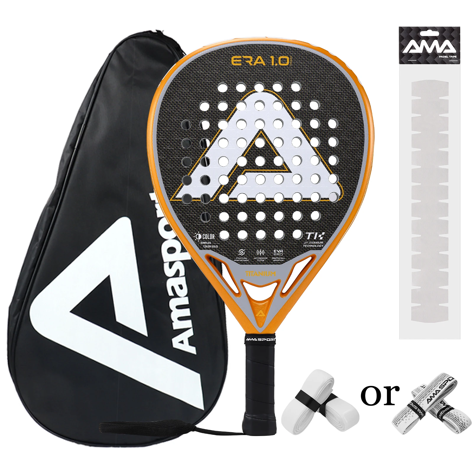 

AMASPORT Optical Color Changing Padel Racquet 3D Surface Advanced Anti-vibration System Padel Racket With Cover And 1 Overgrip