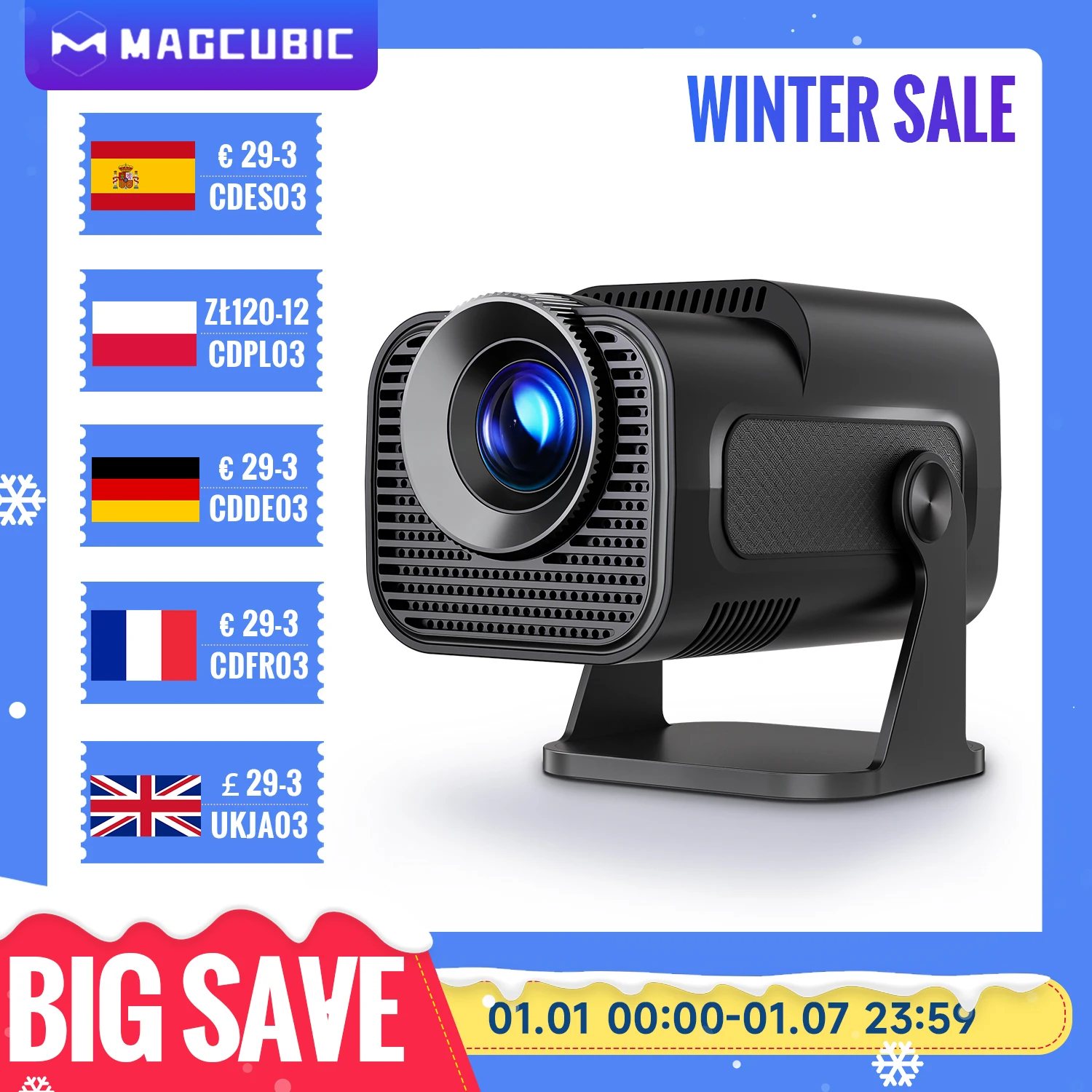 Magcubic HY320 Mini Newly Native 720P Android 11 4K Projector 300ANSI Wifi6 BT5.0 Cinema Outdoor Portable 180° Rotable Projector