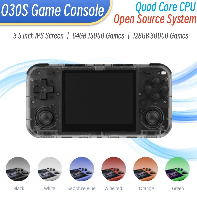O30S Tragbare Spielkonsole Retro Handheld-Spiel-Spieler Mini 3,5 "IPS Bildschirm 64 GB 128 GB 30000 Kostenlose Spiele Für PSP/PS1/MAME Arcade