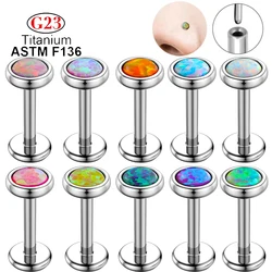 1pcs G23 Titanium Nose Labret Opal Piercings Threadless Tragus Helix Stud Earrings Push-In Lip Body Jewelry Women's Jewelry