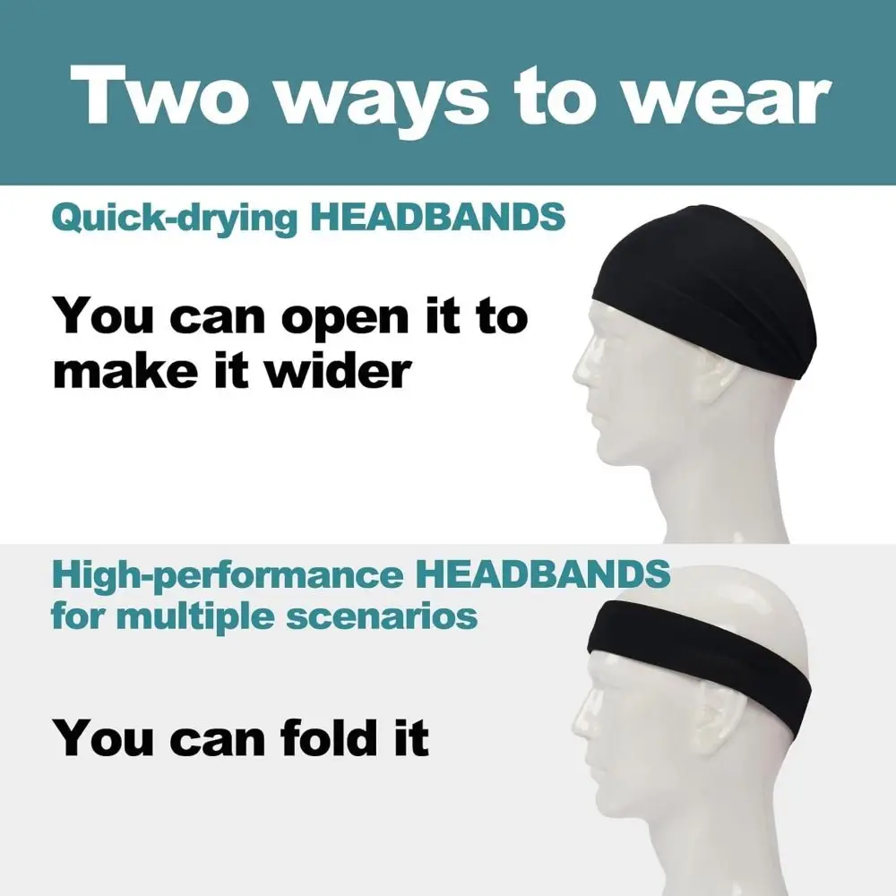 Moisture Absorbing Workout Headbands for Men Quick-Dry Non Slip Stretchy Sweatband Comfortable Breathable Men‘s Sports Hairband