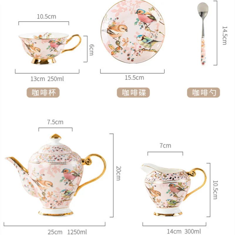 Imagem -06 - Bone China Coffee Cup Grupo European Pastoral Estilo Tea Cup British Afternoon Tea Drinkware Home Bar Kitchen Decoração Caneca Conjuntos