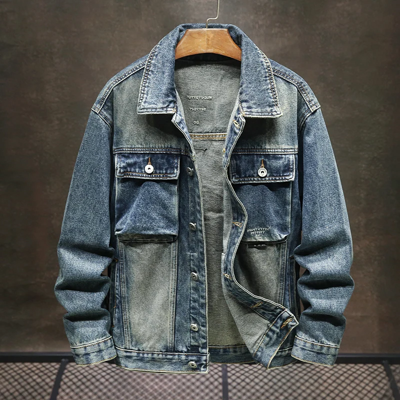 Trendy Classic Denim Jacket Men's Autumn 2024 New Polo Collar Trendy Brand Retro Japanese Washed Coat