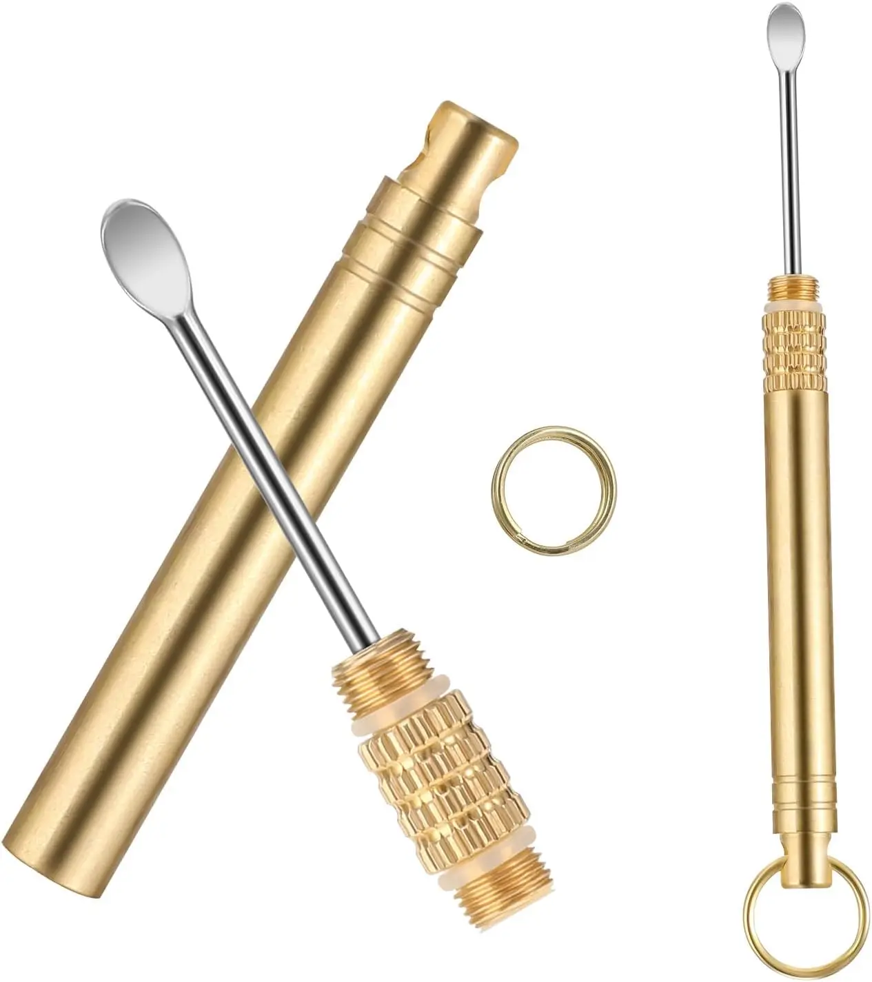 

Brass Ear Wax Removal Tool, Folding Copper Ear Pick with Key Ring, Portable Ear Cleaner, Gold