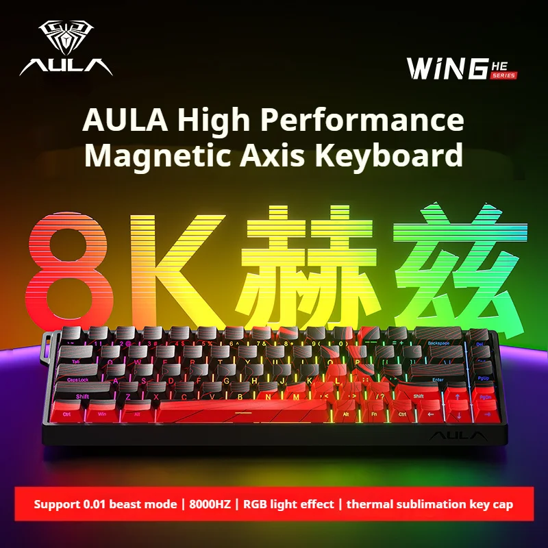 AULA Win60 68 HE Magnetic Axis Mechanical Keyboard Rt00.02 8khz Polling Rate RGB Hot Swappable Customized Gaming Keyboard