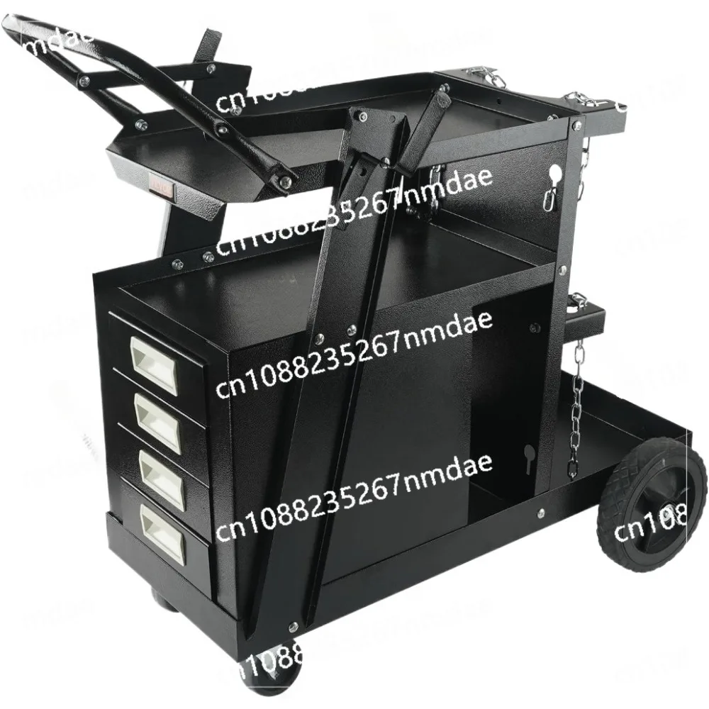 Tank Storage Safety Chains 2-Tier 4 Drawers Welding Cart, Welder Cart with 265LBS Static Weight Capacity 360° Swivel Wheels