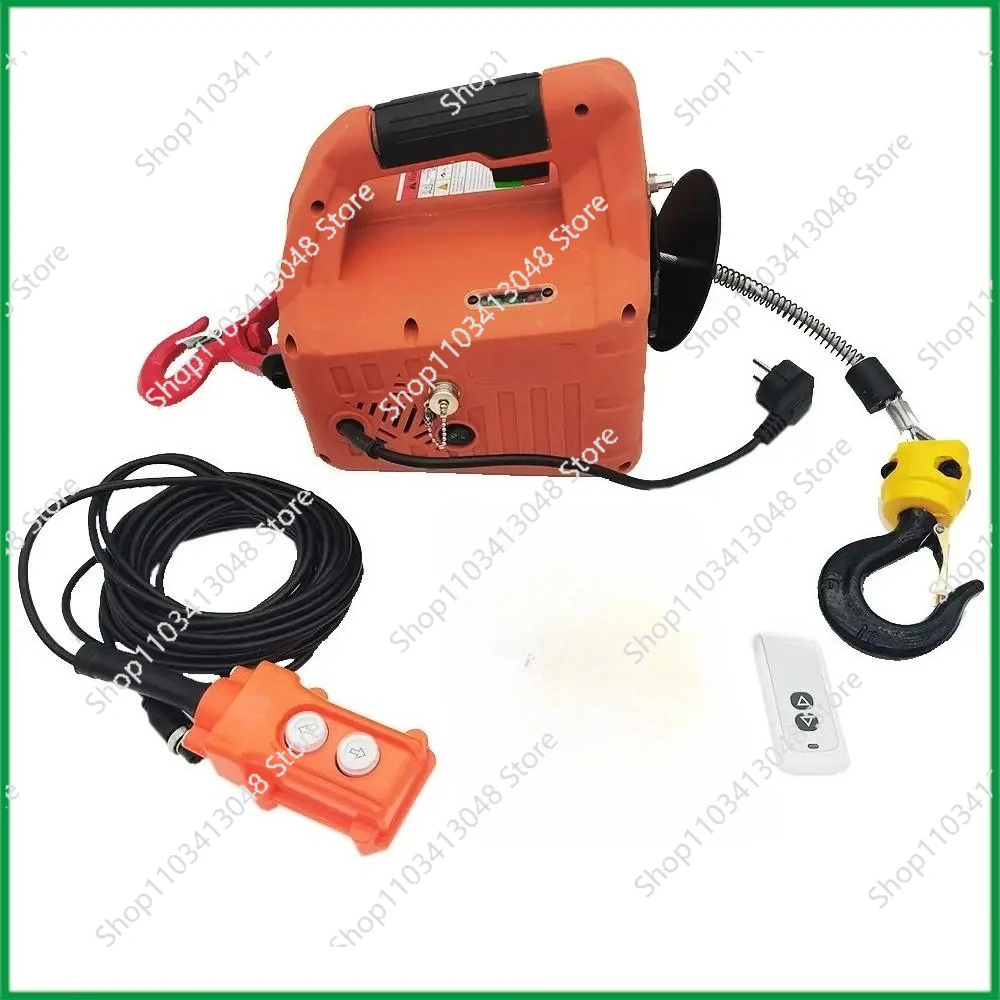 500KG Load Portable Electric Winch Traction Hoist Manual/Remote Control/Wire Control Electric Hoist 220V/110V Hoist Lifting Tool