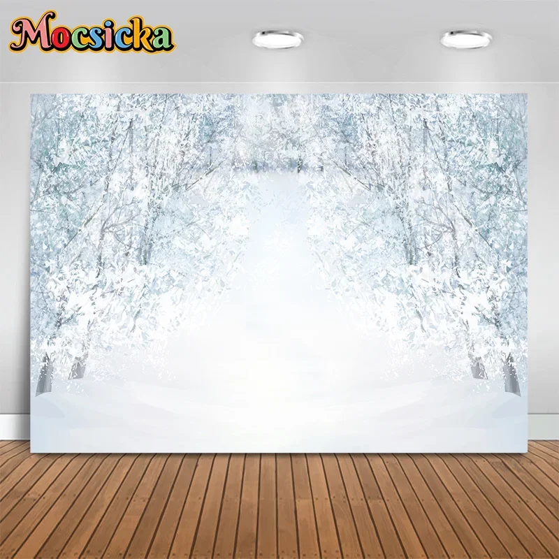 

Mocsicka Winter Photography Backgrounds Snowy Forest Frozen Backdrops New Year's Eve Birthday Cake Smash Kids Photo Studio