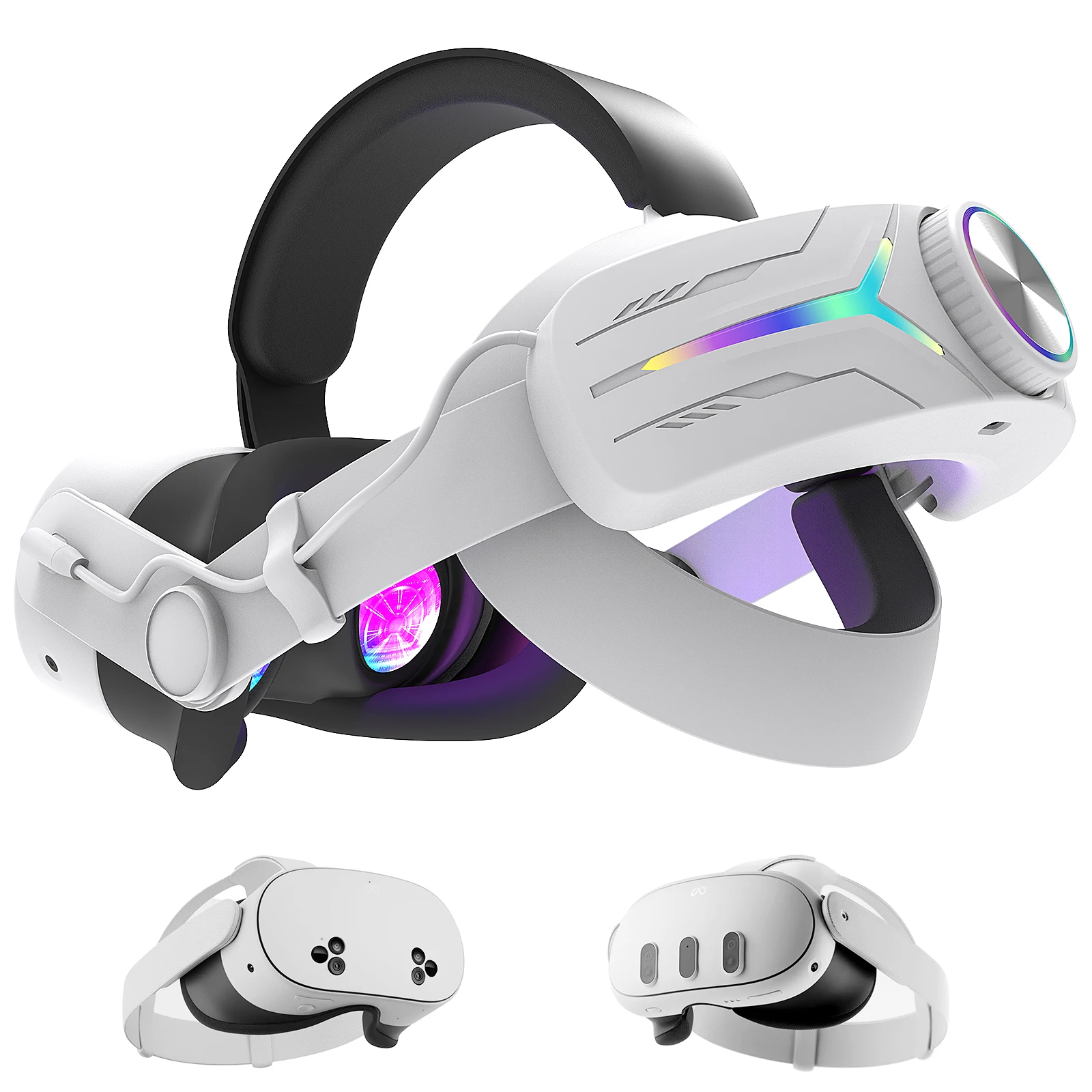 

For meta quest 3 and quest 3s head strap Upgraded RGB Lighted head strap with Battery Adjustable VR Accessories