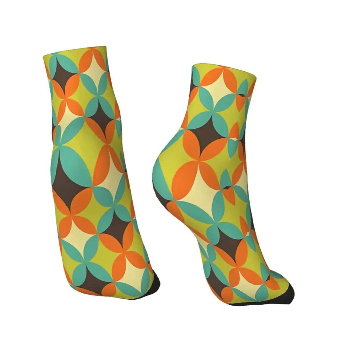 Geometric Groovy Retro Pattern From The 70s Pop Art Ankle Socks Male Mens Women Autumn Stockings Harajuku