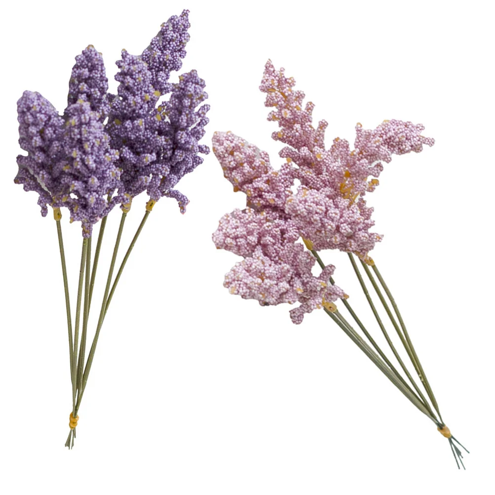 

2 Bunches Artificial Simulation Lifelike Lavender Bouquet Vase Ornaments Wedding Party Decor Photography Props DIY Table