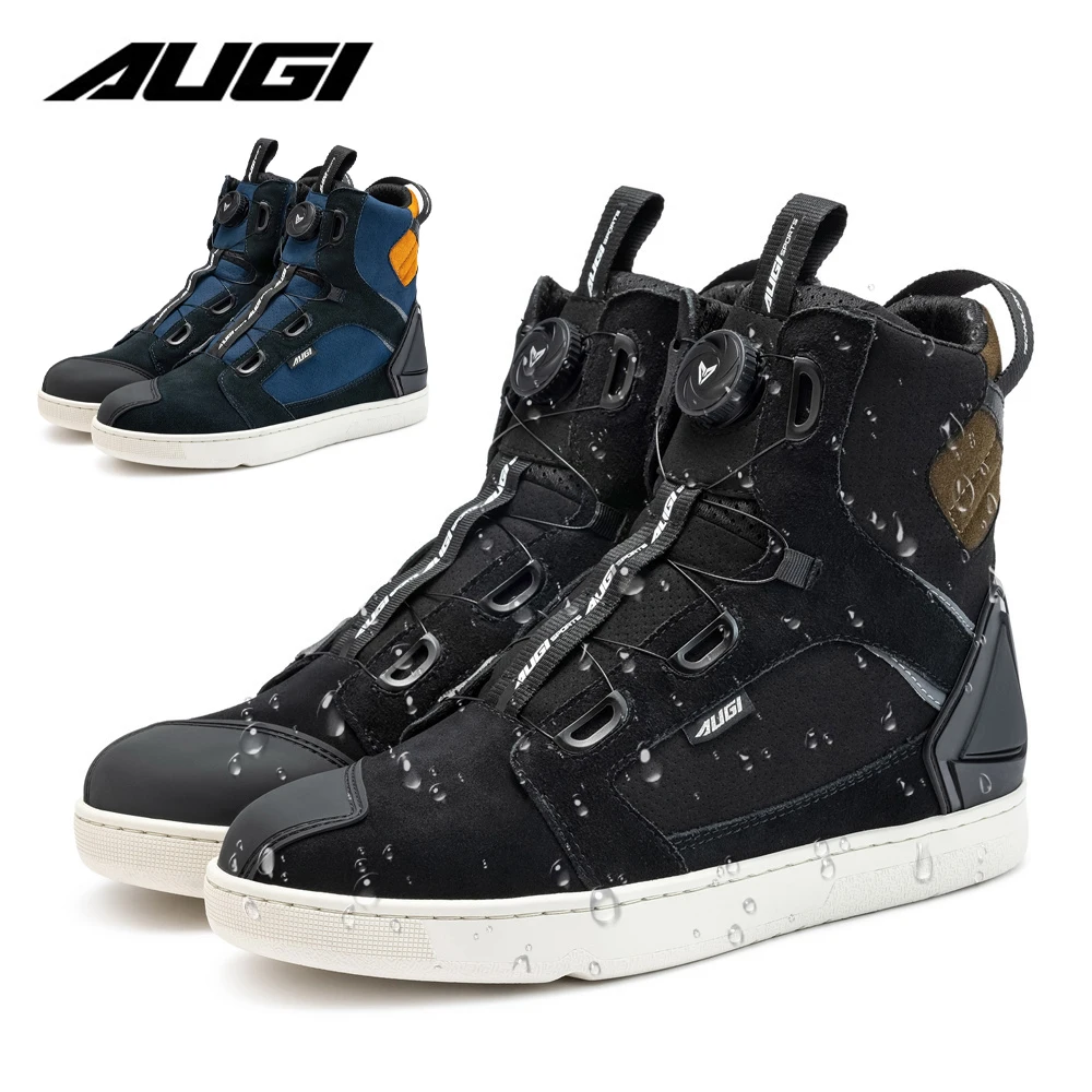 

AUGl Mens Motorcycle Shoes Casual Bike Shoes Breathable Anti-slip Motorcycle Boots Daily Commute Riding Shoes Waterproof Upgrade