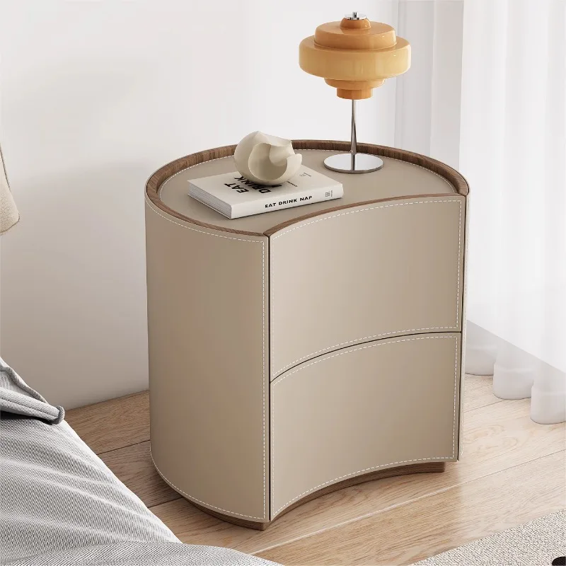 

Modern Simple Night Table Nordic Storage Aesthetic Italian Bedside Table Luxury Leather Mesa De Cabeceira Bedroom Furniture