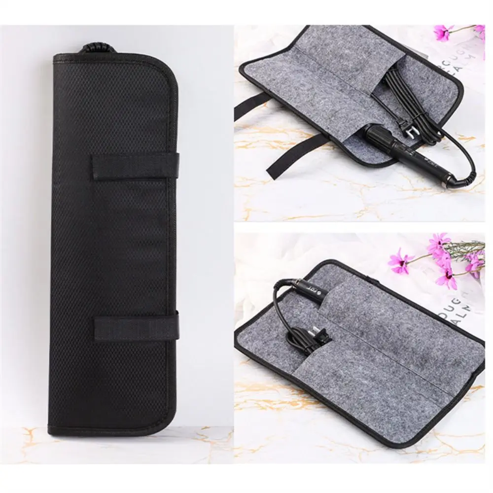 Nylon Hair Straightener Storage Bag Black Easy Carrying Curler Curler Iron Pouch Hair Styling Tool Curling Iron Carrying Case