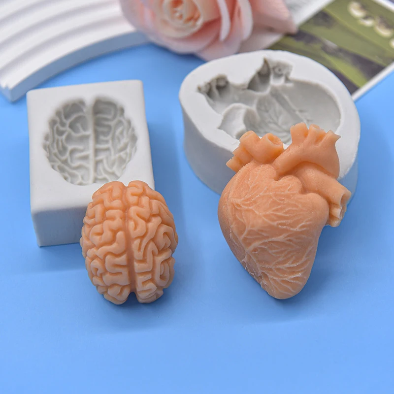 Creative Brain Heart Organ Baking Silicone Mold Halloween Spoof Clay Handmade Mold Cake Decoration Tools Kitchen Supplies