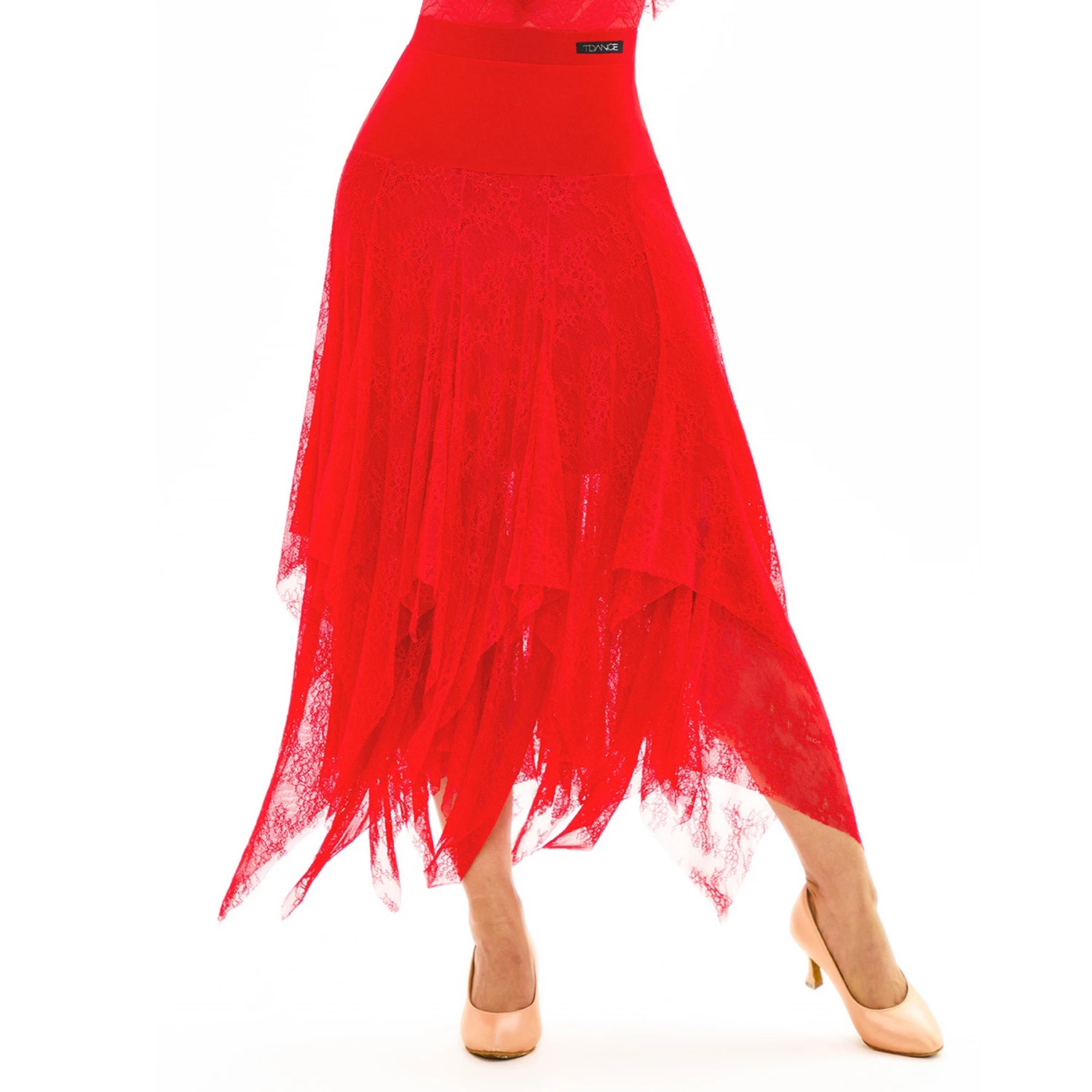 レディースワルツダンス衣装社交ダンスパフォーマンスドレス赤い花レーストップスロングスカートタンゴ競技服 SS1063