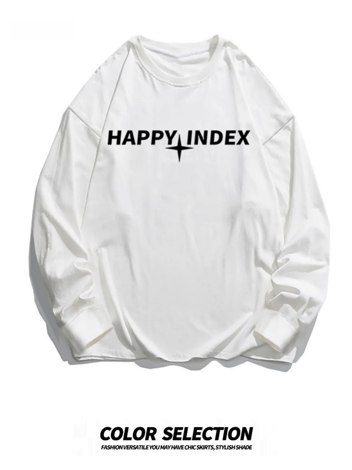 

Loose Fit Long Sve round Ne T-irt Men's Autumn Faion Brand American Retro Letter Print Casual Inner Wear Top