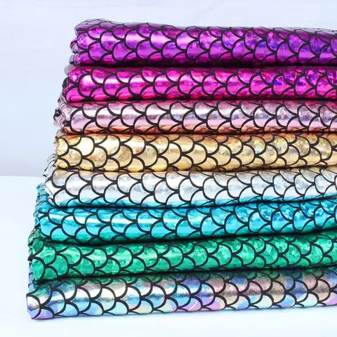 Sjöjungfrutyg Glittrig Hologram Baddräkt Fiskfjäll 2-vägs Stretchtyg Dansande Baddräkt 150cm x 50cm - Säljs per halvmeter 6 best sales stretchigt paljetttyg - №6
