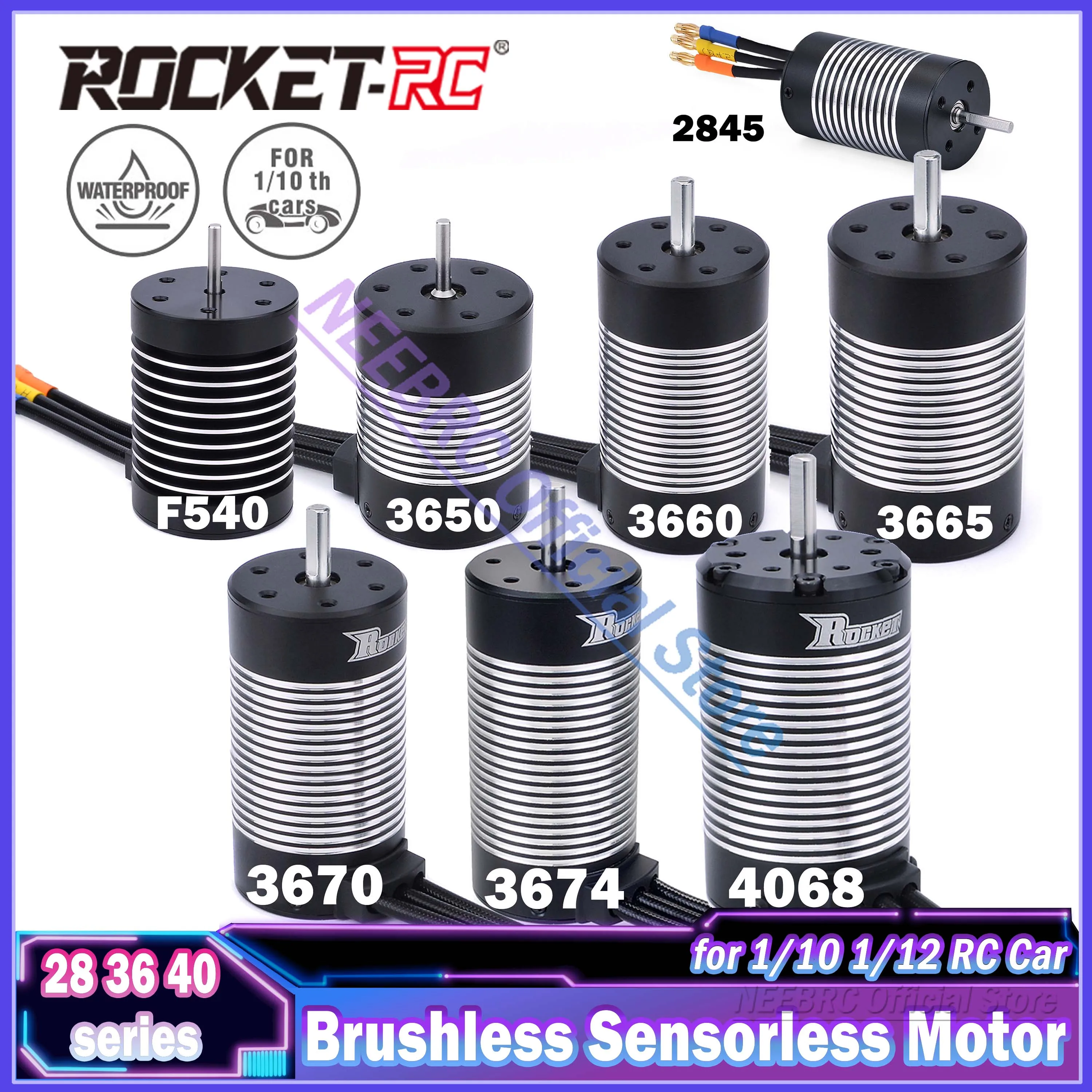 

Rocket Brushless F540 2845 3650 3660 3665 3670 3674 4068 Waterproof Sensorless Motor for 1/10 1/12 RC Car WLtoy 12428 10428 WPL