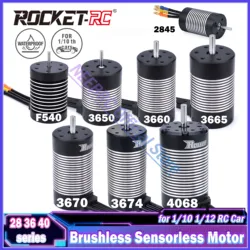 Foguete-Brushless Motor Sensorless para carro de RC, impermeável, F540, 2845, 3650, 3660, 3665, 3670, 3674, 4068, 1/10, 1/12, WLtoy 12428, 10428, WPL