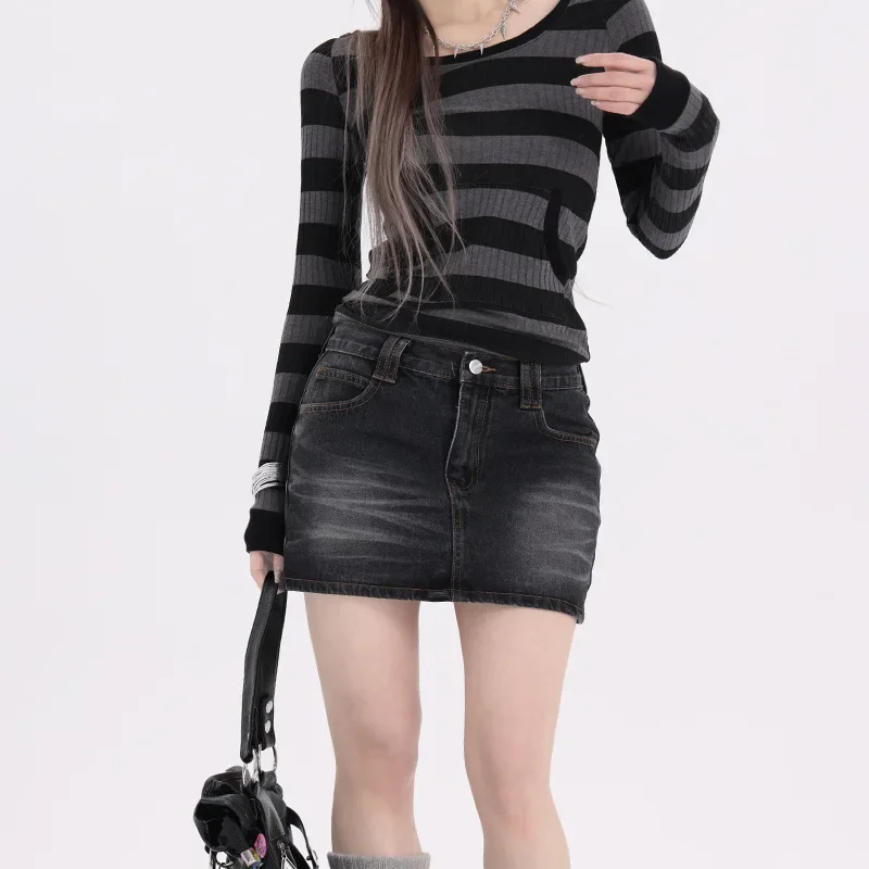 Hey+Jeans 2024 Spring New Denim Skirt Versatile Short Women's Southern Style Fashionable Curvy Body Shape Slim Fit