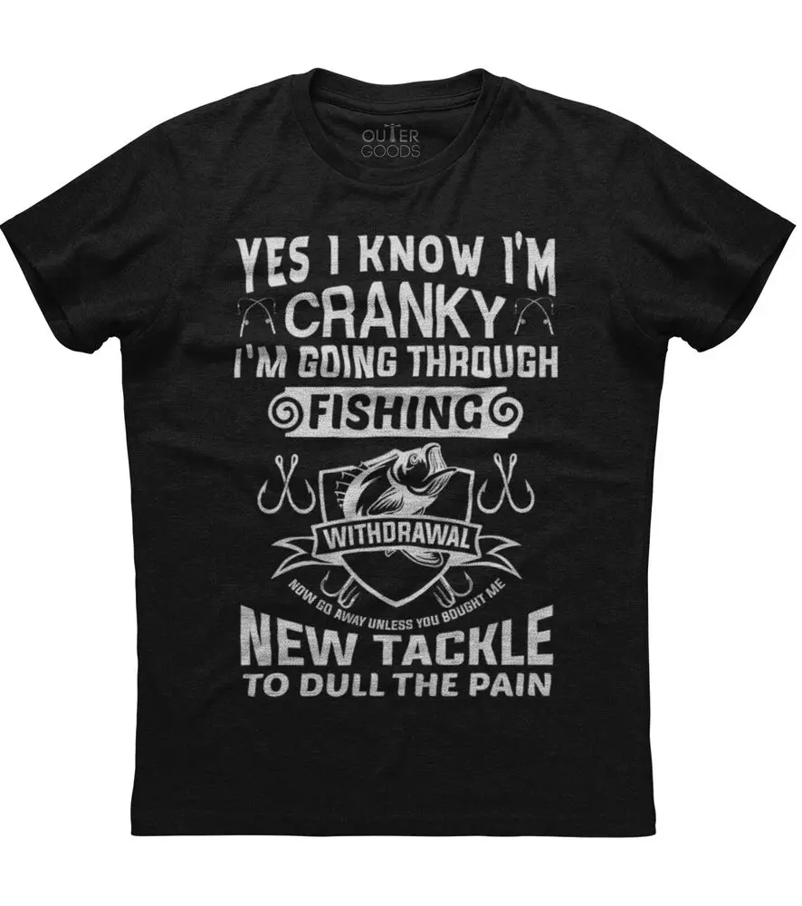 Yes I Know I'm Cranky Fishing New Tackle Mens Short Sleeve Cotton Black T-shirtHigh quality 100% cotton