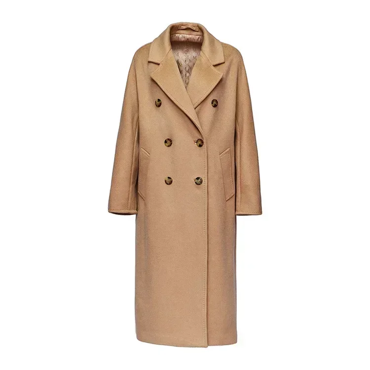 High Quality Women New Coat Winter Luxury Women's Jacket 10% Cashmere 90% Wool Material Camel Color Reversible Long Women Coat