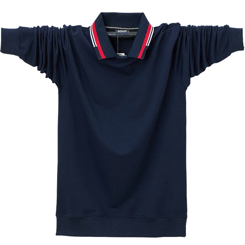Autumn New Men's Long-Sleeved Polo Shirt Men's Plus Size Loose Casual Polo Shirts Cotton Business Long Sleeve Casual Shirt