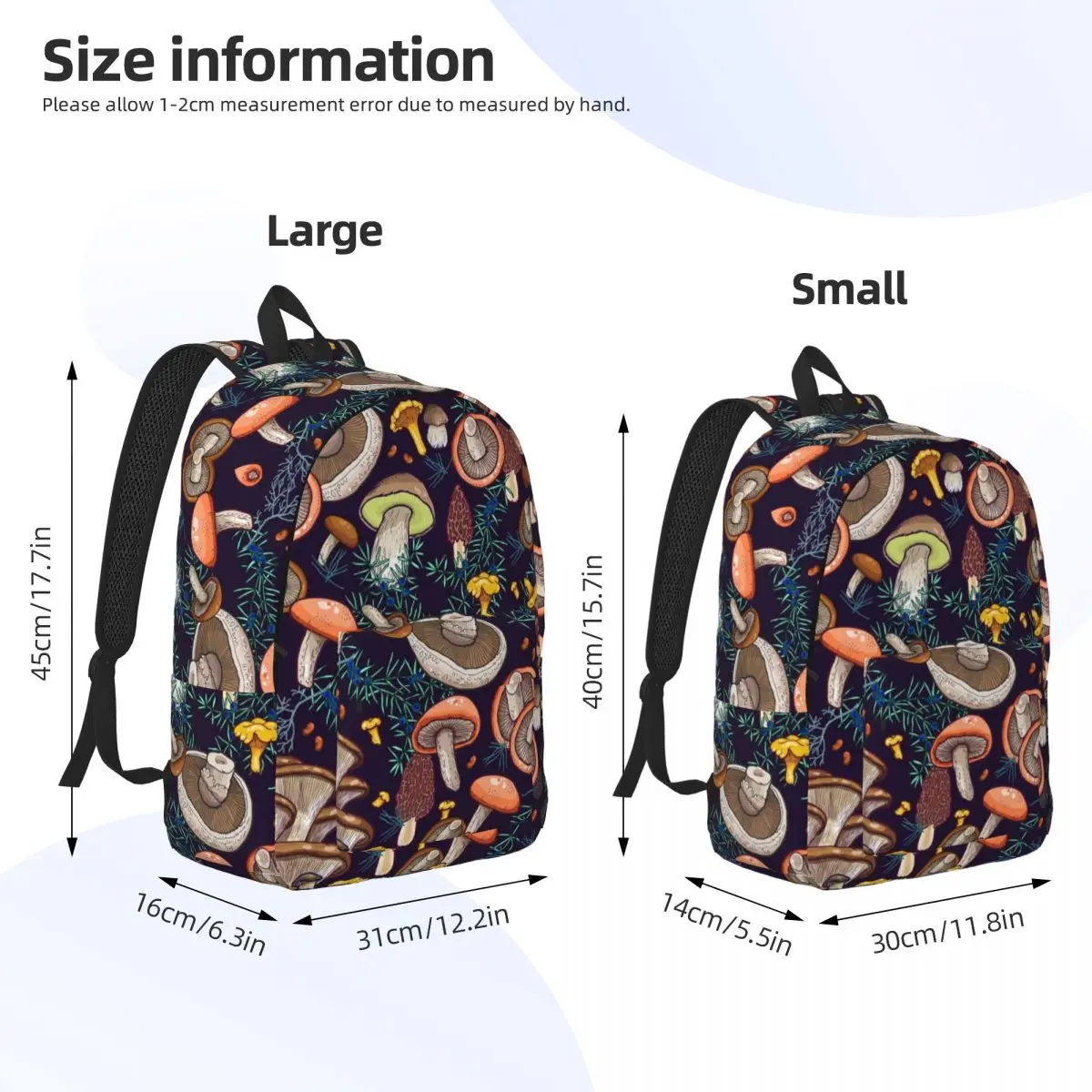 Dark Dream Forest Mushroom zaino elementare High College School Student Bookbag uomo donna Daypack Outdoor